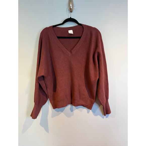 Frey Sweaters - Frey by Short Story Burgundy V-Neck Knit Sweater